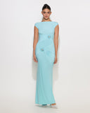 Clara Draped Gown with Crystal Flowers