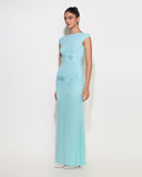 Clara Draped Gown with Crystal Flowers