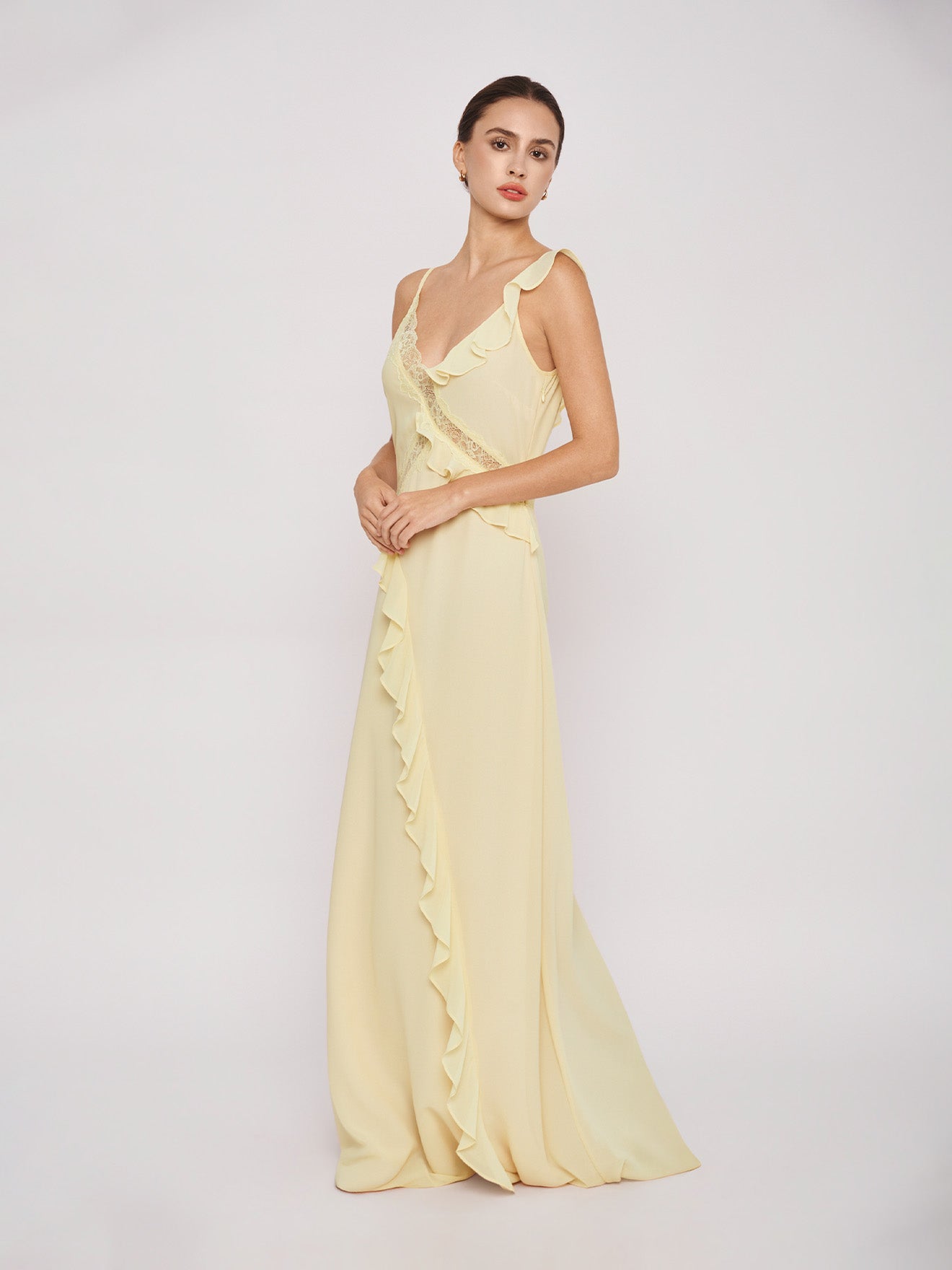 gold ruffle maxi dress Metallic Ruffle Strapless Maxi Dress in Gold