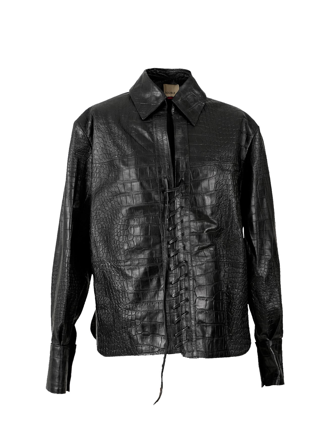 Double A Liana Leather Shirt Black Croc – The Silk Road