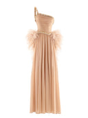 Gold Embroidered Feather Gown