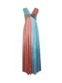 Gathered Chiffon Dress with Metallic Panels