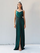 Sasha Pleated Draped Gown