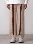 Fibula Striped Hand-knitted Pants- Beige