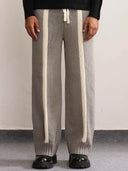 Fibula Striped Hand-knitted Pants- Grey