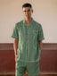 Green Twin Fish embroidered linen shirt