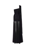 Black Draped Dupatta Dress