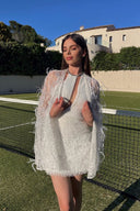 Embroidered Feather Cape