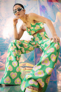 Green Ring Bralette & Pants Set in blinding hearts - The Silk Road 