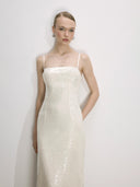 Miles Sequin Dress in Cloud Cream