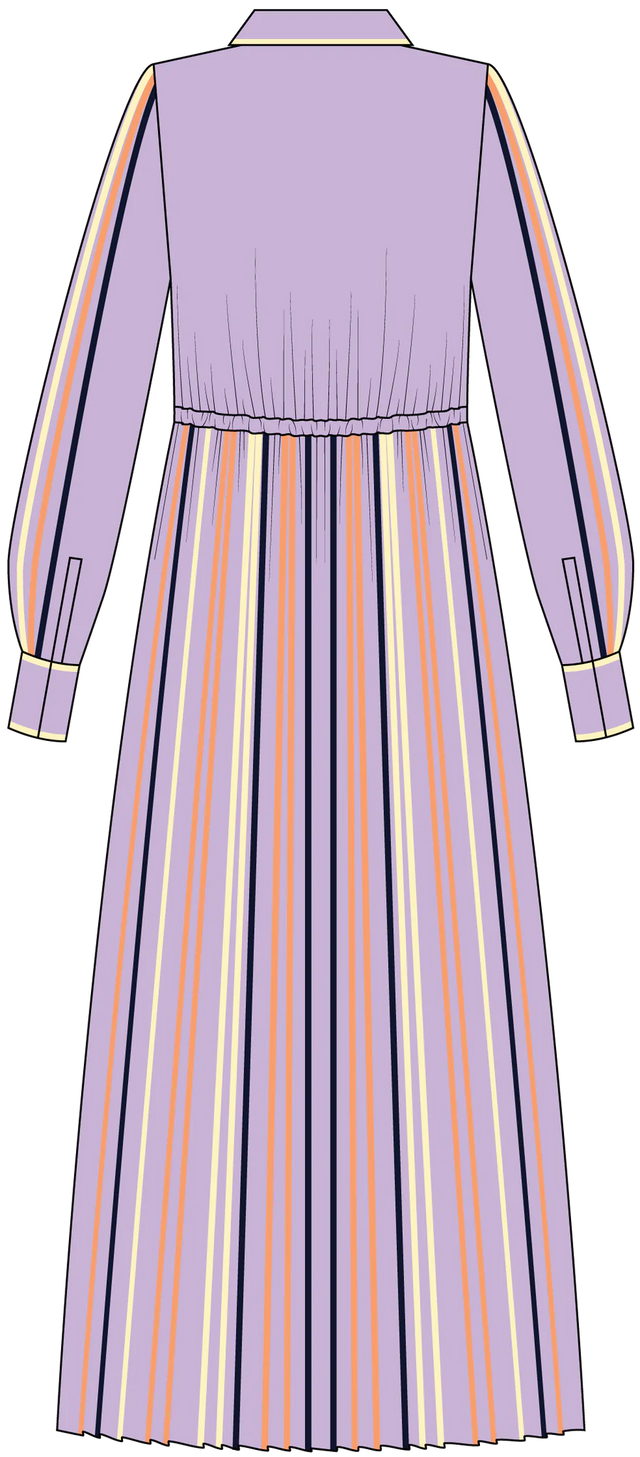 Lilac Silk Shirt Dress with Hand Bound Pleats - The Silk Road 