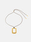 Black Cord Necklace with Gold-Plated Rectangular Pendant