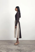 Chocolate Statement Pleated Skirt Dress - The Silk Road 