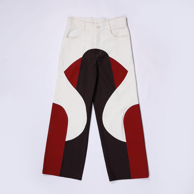 Border Panelled Trousers - Red