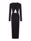 Black Cutout Viscose Midi Dress