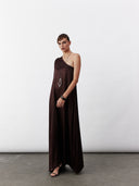 Venus One-Shoulder Maxi Dress in Dark Chocolate