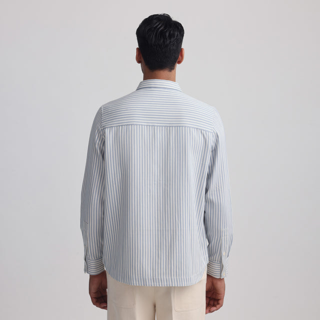 Vertebrae Symbolic Shirt Full Sleeves - Blue and White Stripes