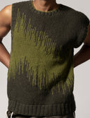 ECG Ikat Wool Vest- Olive