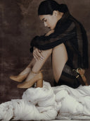 Harper Striped Leather Jacket Black x Brown croc