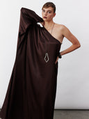 Venus One-Shoulder Maxi Dress in Dark Chocolate