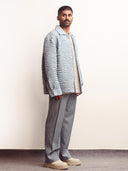 Fibula Striped Handknit Trousers- Sky Blue