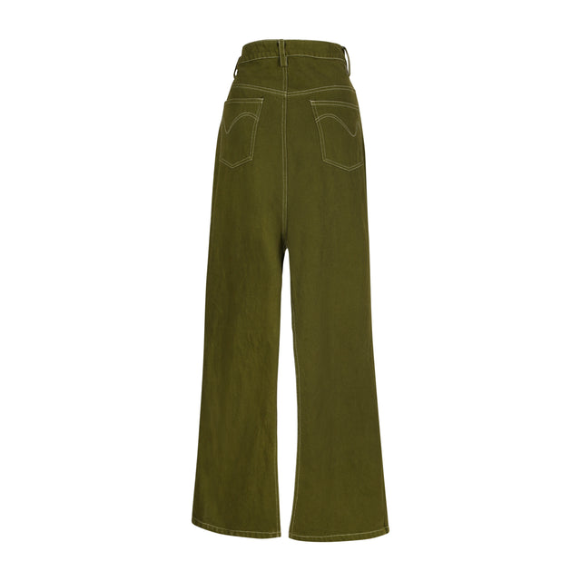 Moss green denim skirt pants