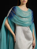 Draped Tulle Fall-Panelled Dress