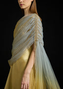 Gathered Draped Tulle Satin Dress