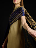 Draped Sequins Metallic Dress