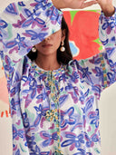 Abstract Gardenia Kaftan Dress