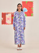 Abstract Gardenia Kaftan Dress