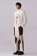 Border Panelled Trousers- Beige - The Silk Road 