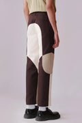 Border Panelled Trousers- Beige - The Silk Road 