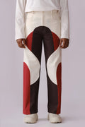 Border Panelled Trousers - Red - The Silk Road 