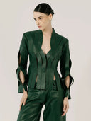Brianna Leather Jacket Olive