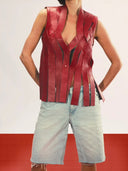 Brianna Leather Vest Red