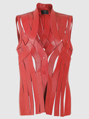 Brianna Leather Vest Red