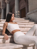 Gold-Thread Embroidered Tweed Pants
