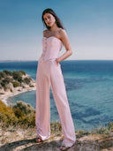 Crepe Wide-Leg Trousers in Pink