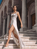White Crystal-Embellished Maxi Dress
