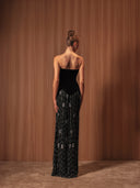Embroidered Noir Velvet Gown