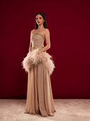 Gold Embroidered Feather Gown