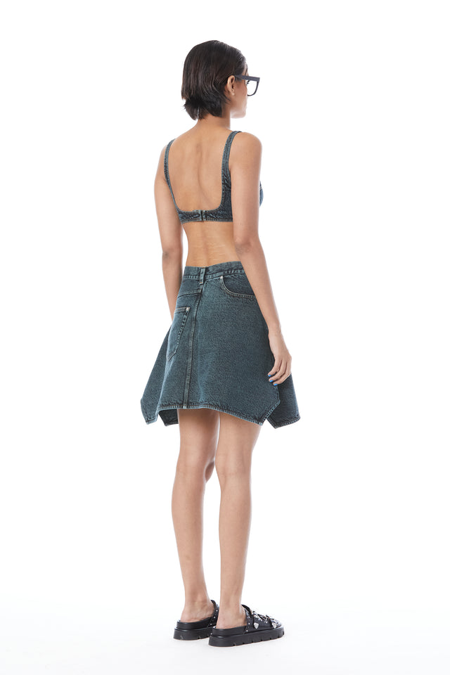 Asymmetric Reverse Denim Skirt