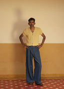 Indigo Khadi Wide-Leg Trousers