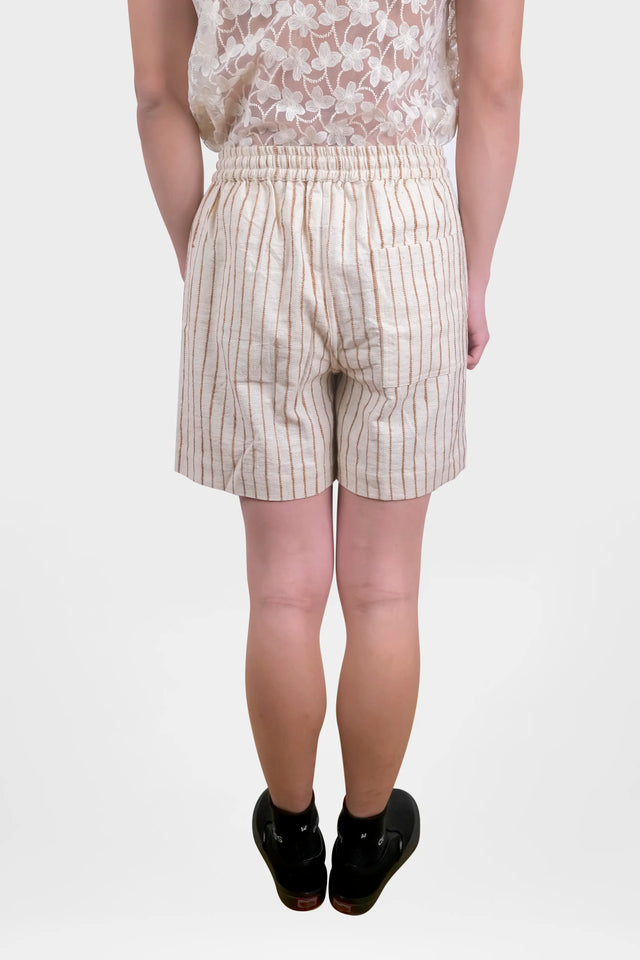 HARAGO Off-White Striped Shorts