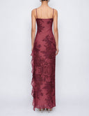 Seren Bordeaux Botanical Maxi Dress
