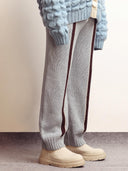 Fibula Striped Handknit Trousers- Sky Blue