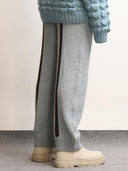 Fibula Striped Handknit Trousers- Sky Blue