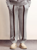 Fibula Striped Handknit Trousers- Sky Blue