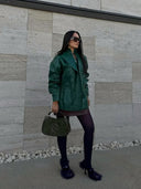 Gavin Leather Jacket Olive